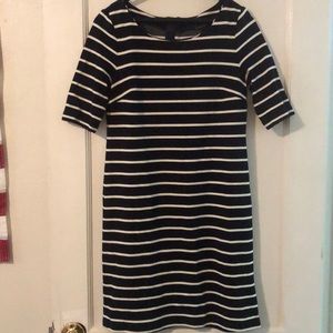 Banana republic black white pinstripe dress